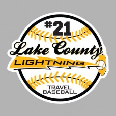 Lake County Lightning Travel Baseball Decal w/ CUSTOM NUMBER